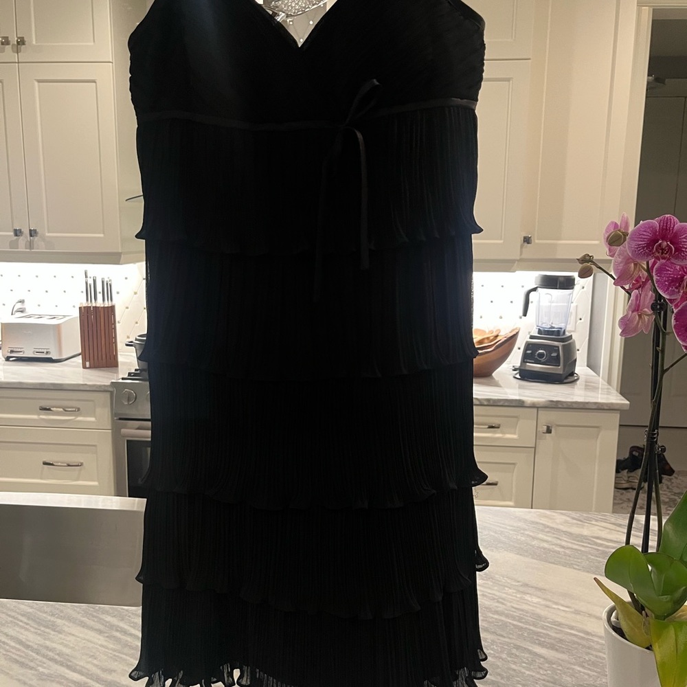 JS Collection size 8 little black cocktail dress tiered ruffles times less chic